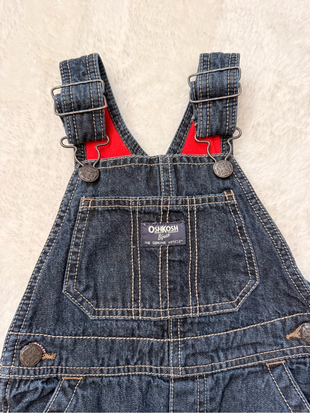 OshKosh B'gosh Dark Denim Overalls with Fleece Lined Interior Size 3T - Picture 3 of 8